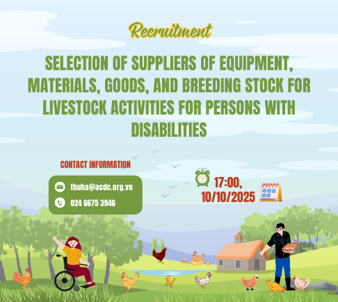 Selection of suppliers of equipment, materials, goods, and breeding stock for livestock activities for persons with disabilities